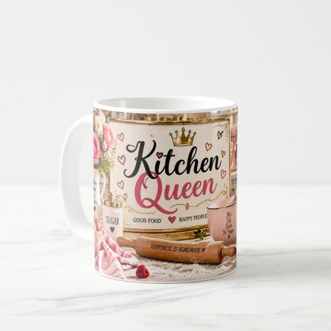 Café Caneca de Biscoito Rosa Kitchen Queen (Frente Esquerda)
