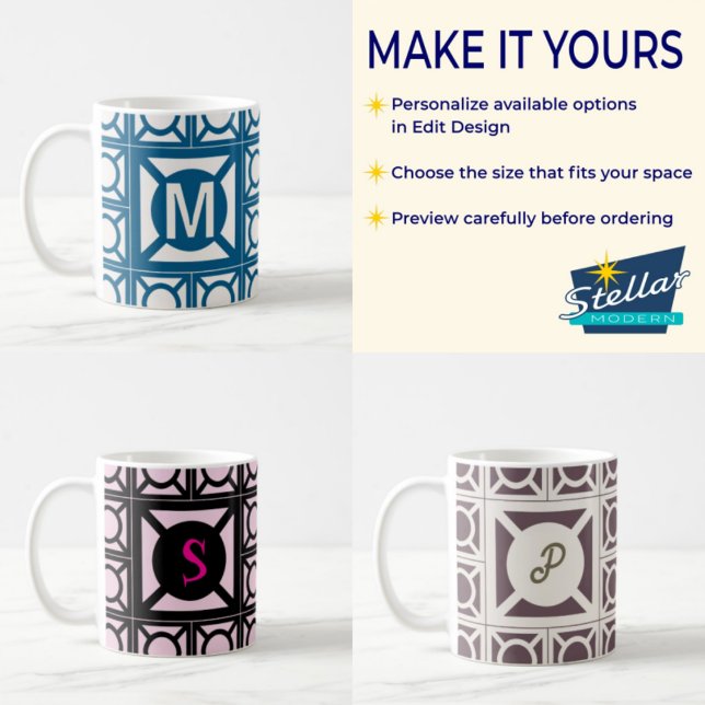 Café Caneca de Bloco de Brisa com Monograma Personaliza (Criador carregado)