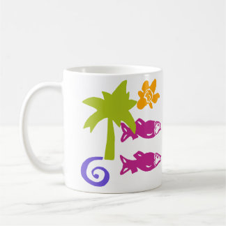Café Caneca de bloco de impressão de Palma e Peixe