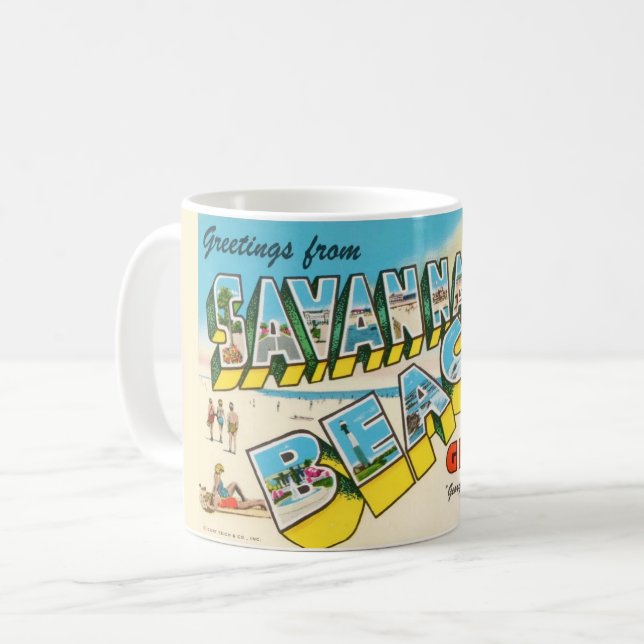 Café Caneca de Boas-Vindas de Savannah Beach Geórgia (Frente Esquerda)
