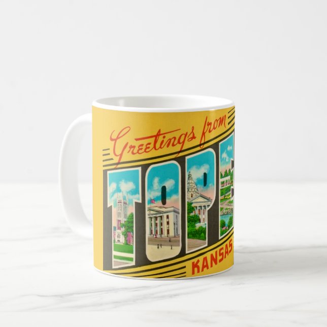 Café Caneca de Boas-Vindas Retro Topeka Kansas (Frente Esquerda)