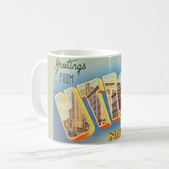 Café Caneca de Boas-Vindas Retro Utica Nova York (Frente Esquerda)