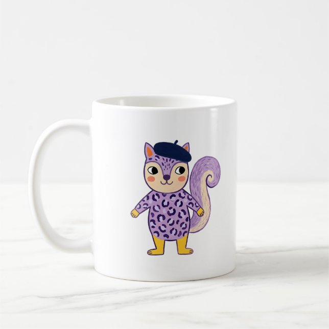 Café Caneca de Boina Esquilo Fofa (Esquerda)