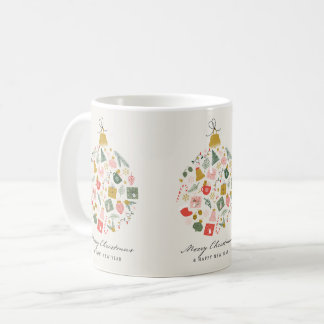 Café Caneca de Bolas de Natal Antigas