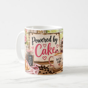 Café Caneca de Bolo Rosa Energizada por Bolo