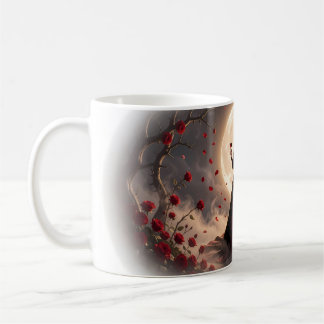 Café Caneca de Brinde com Vinho da Lua e Rosa Vermelha 