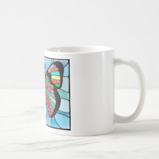 Café Caneca de Butterly do vidro colorido