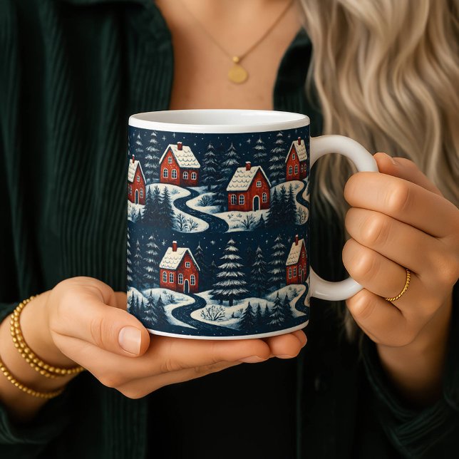 Café Caneca de Cabana de Inverno Aconchegante de Arte P (Criador carregado)