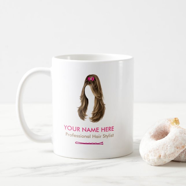 Café Caneca de Cabeleireiro Minimalista Elegante (Com Donut)