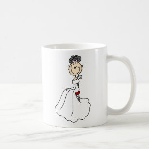 Café Caneca de cabelo preta da noiva