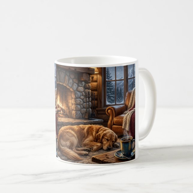 Café Caneca de Cabine do Retriever Dourado de Luxo (Frente Esquerda)