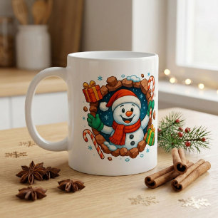 Café Caneca de Cacau de Inverno Aconchegante Boneco de