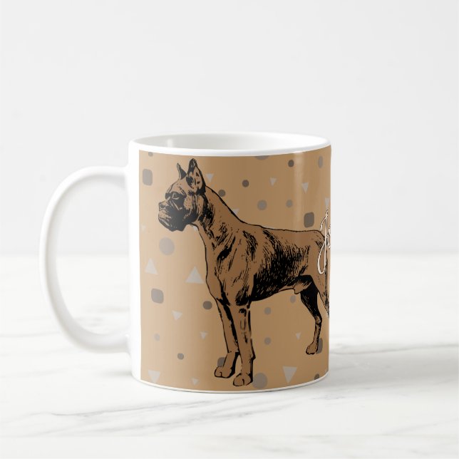 Café Caneca de Cachorro Boxer – Ilustração Geométrica M (Esquerda)