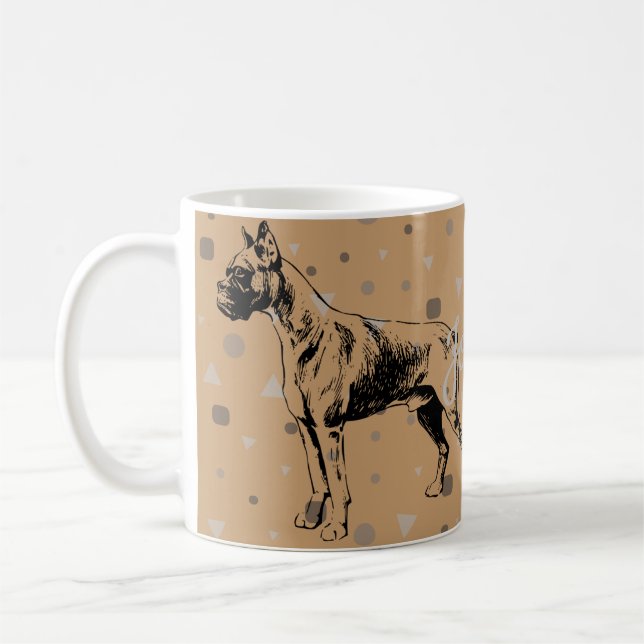Café Caneca de Cachorro Boxer Ilustração Geométrica Mod (Esquerda)