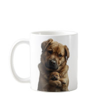 Caneca de Cachorro Grande Confortando Cachorrinho