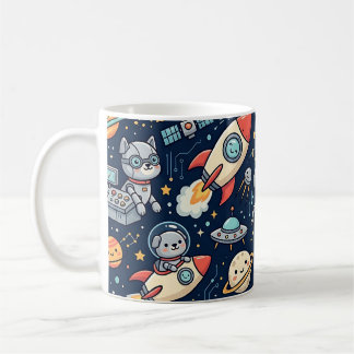 Café Caneca de Cachorro Robô Espacial Fofo