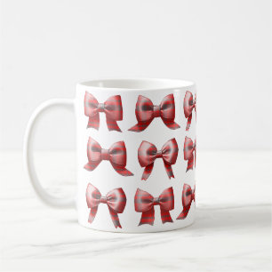Café Caneca de café/chá com laço xadrez vermelho