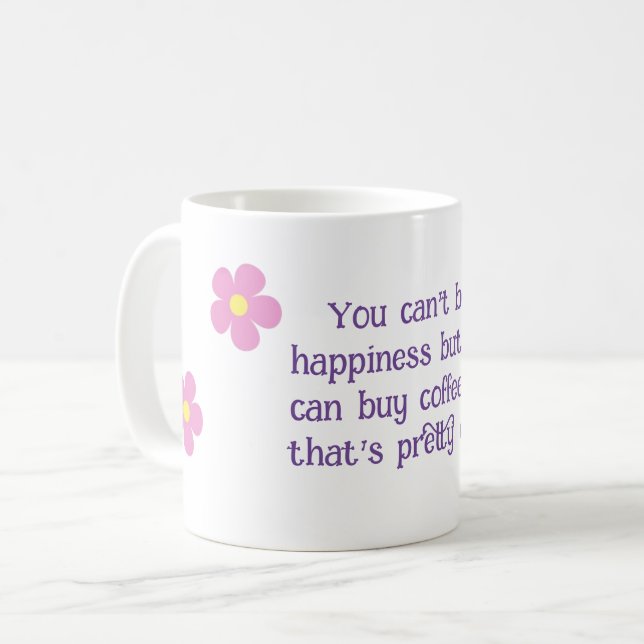 Café Caneca de café, rosa, floral (Frente Esquerda)
