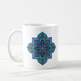 Café Caneca de café, vibrante mandala roxa e azul