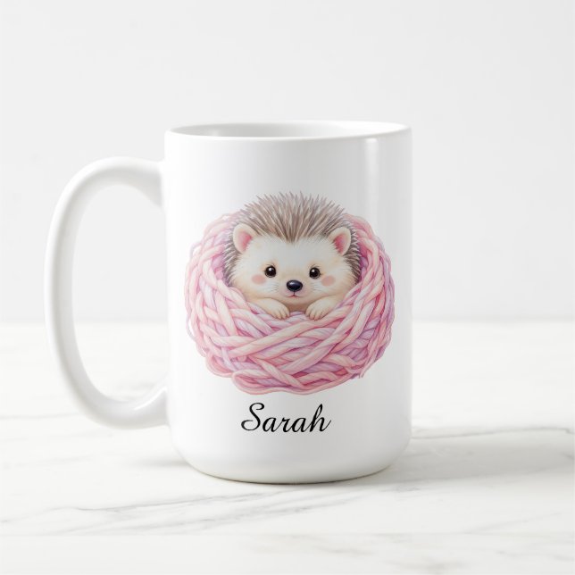 Café Caneca de Caféouriço de Tricô Personalizada (Esquerda)