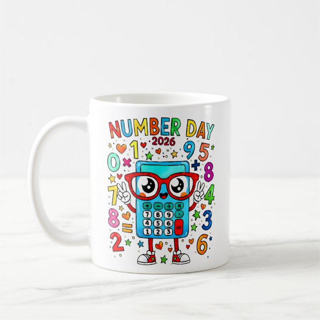 Café Caneca de Calculadora de Matemática Fofa Dia do Nú (Esquerda)