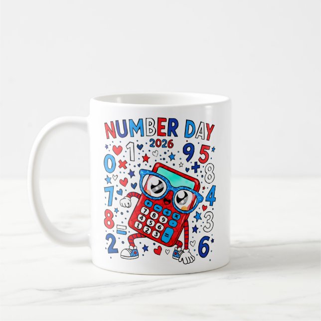 Café Caneca de Calculadora de Matemática Fofa Dia do Nú (Esquerda)