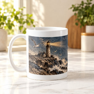 Café Caneca de Carta de Farol Gravação de Farol