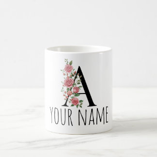 Café Caneca de Carta Monograma de Flor de Nascimento No