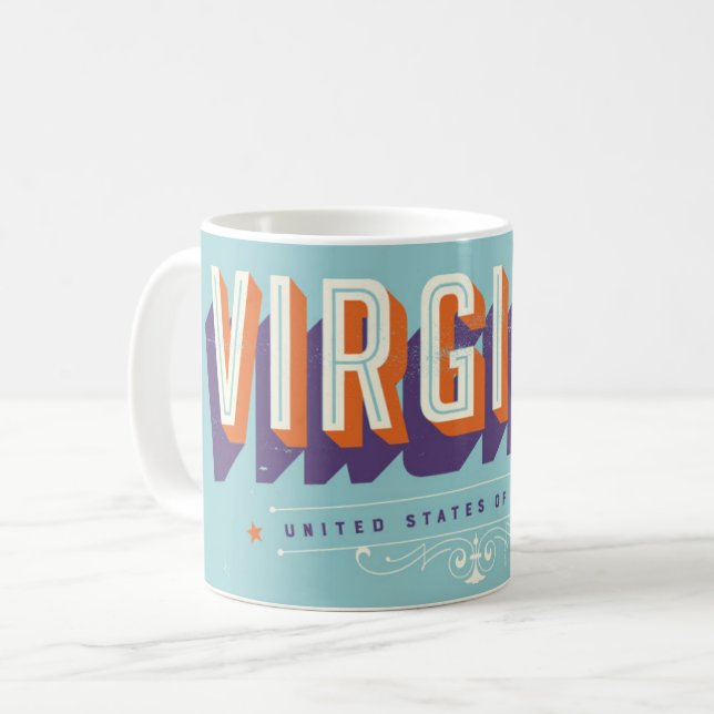 Café Caneca de cartão-postal antigo da Virgínia EUA (Frente Esquerda)