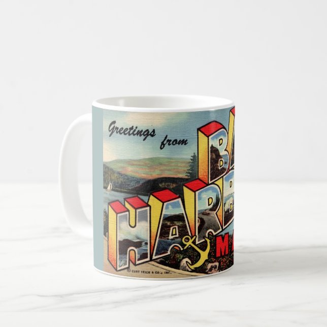 Café Caneca de cartão-postal antigo de Bar Harbor (Frente Esquerda)