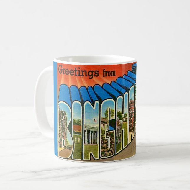 Café Caneca de cartão postal antigo de Binghamton NY (Frente Esquerda)