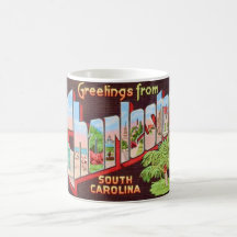 Caneca de cartão-postal antigo de Charleston Carol