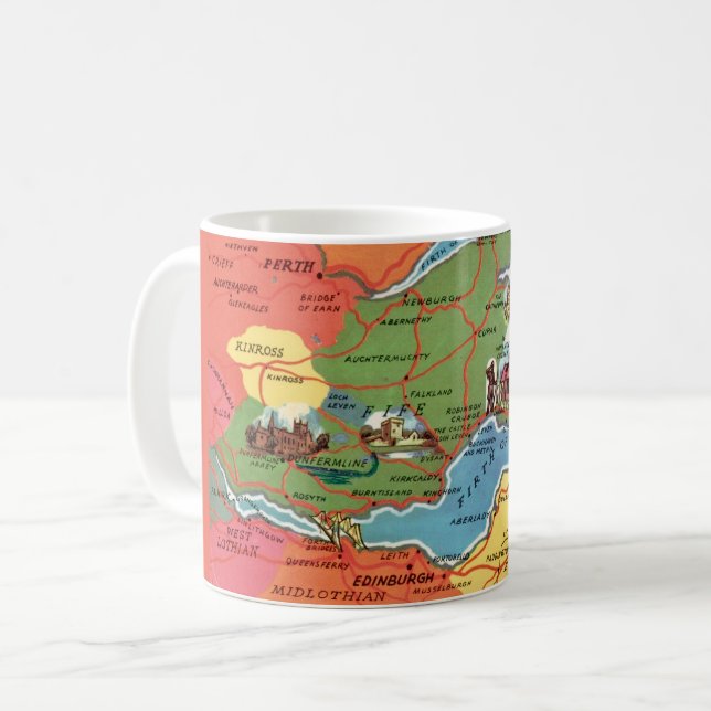 Café Caneca de cartão postal antigo de Fife Escócia (Frente Esquerda)