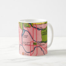 Caneca de cartão postal antigo mapa de Ithica Nova