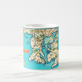 Café Caneca de cartão-postal colorido do mapa vintage d