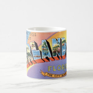 Café Caneca de Cartão Postal de Boas-Vindas Retro de Or