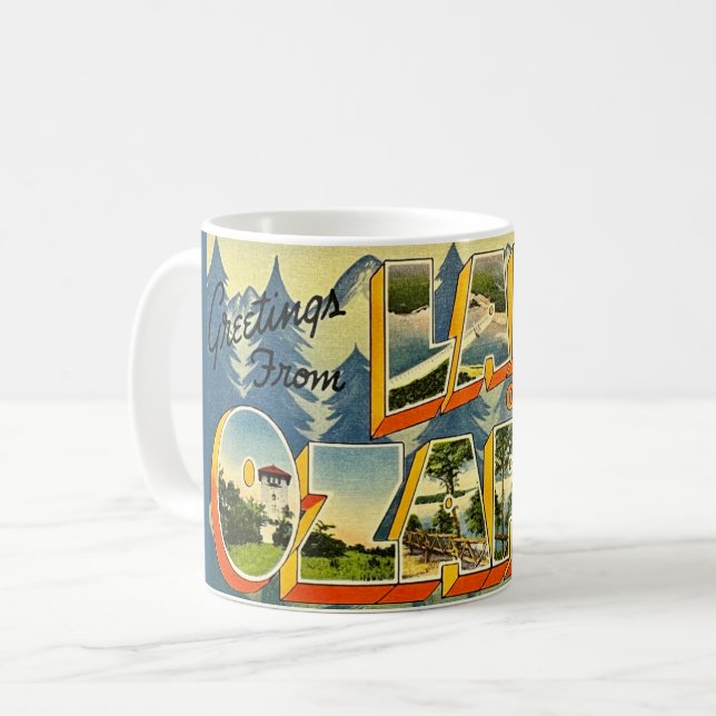 Café Caneca de cartão postal do Lago dos Ozarks (Frente Esquerda)