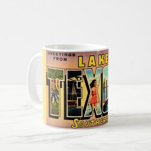 Café Caneca de cartão postal do Lago Texoma Oklahoma (Frente Esquerda)
