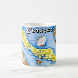 Café Caneca de cartão postal do mapa da ilha de Curaçao