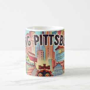 Café Caneca de cartão-postal ilustrado de Pittsburgh