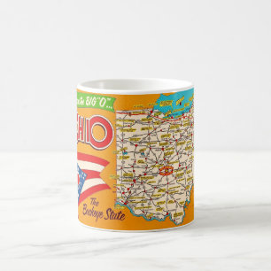 Café Caneca de cartão postal laranja do mapa de Ohio
