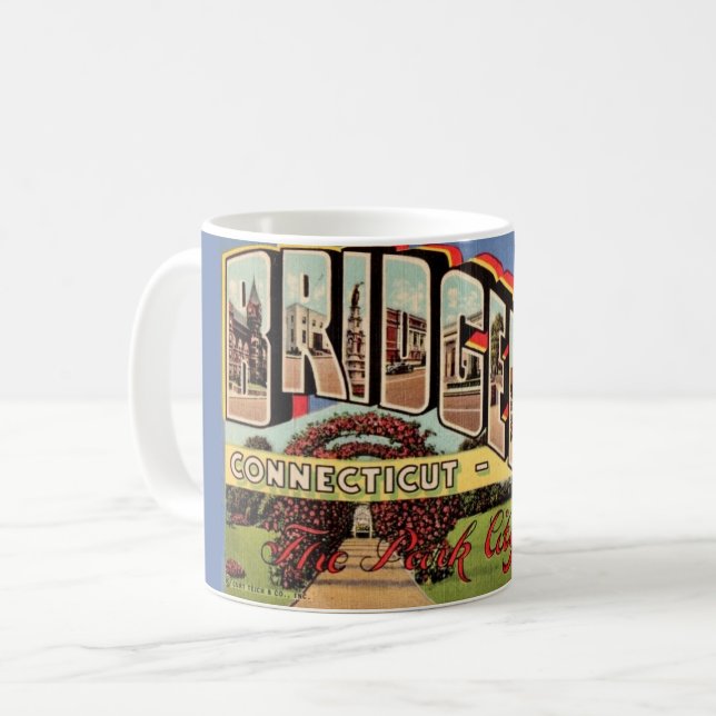 Café Caneca de cartão postal retro Bridgeport CONN (Frente Esquerda)