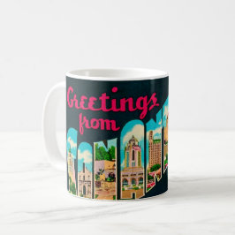 Café Caneca de cartão-postal retrô de San Antonio