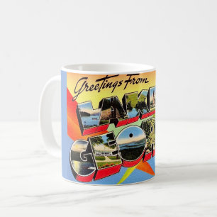 Café Caneca de cartão-postal retrô do Lago George