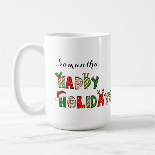 Café Caneca de Cartas de Natal Feliz Férias