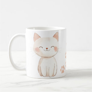 Café Caneca de Cartoon de Gato Bonito com Impressões de