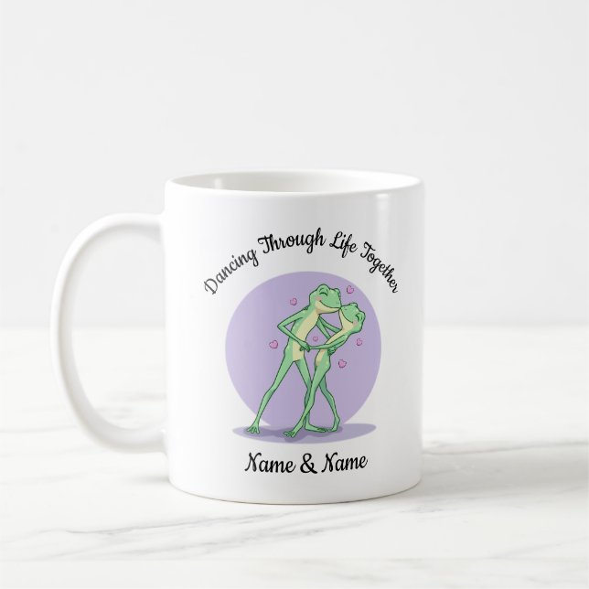 Café Caneca de Casal de Sapo Dançante Personalizada (Esquerda)