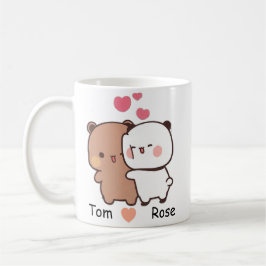 Café Caneca de Casal Urso Fofo com Nome Personalizado