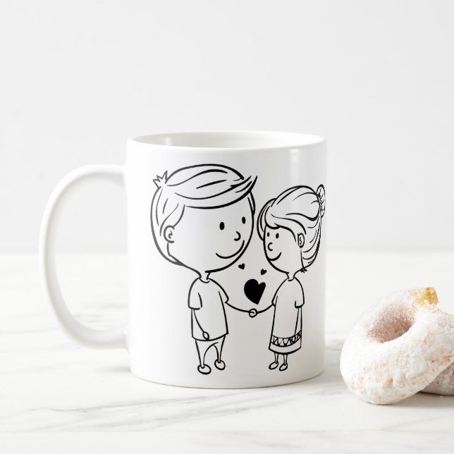 Café Caneca de Casal Você & Eu (Com Donut)