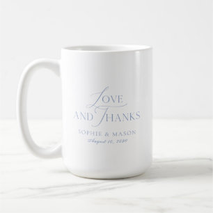 Café Caneca de Casamento Amor e Gratidão Azul Desbotado